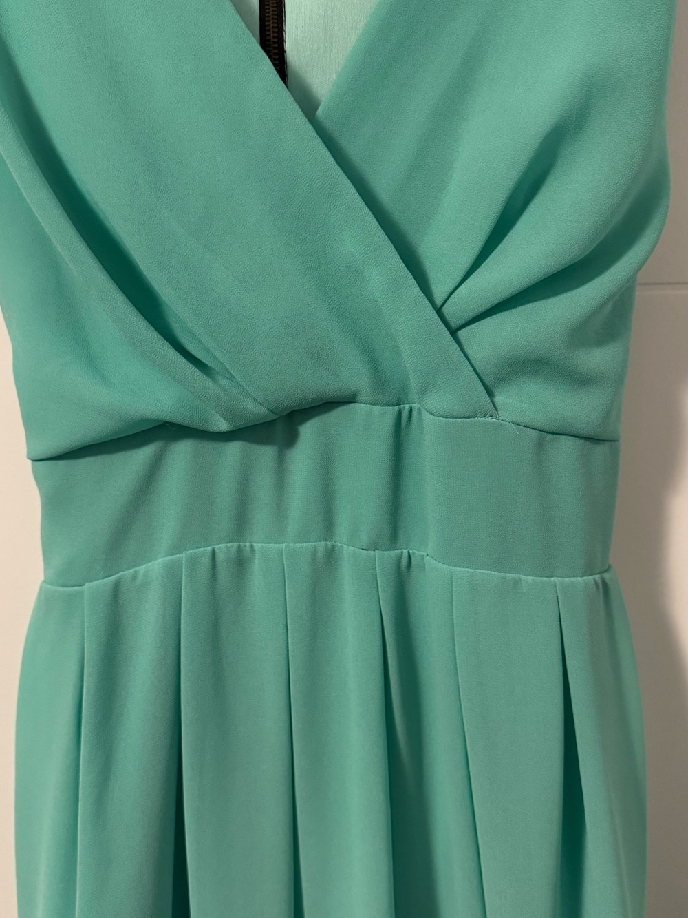 Sleeveless V-Neck Aqua/Light Teal Women's Midi Summer Dress - Picture 3 of 8